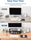 Monitor Stand Riser 3 Height Adjustable Monitor Stand with Phone Holder and Pen Holder, Laptop Stand Riser with Organizer Drawer