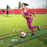 Sports Speed Agility Training Set Includes 1Agility Ladder 12 Disc Cones 4 Steel Stakes 1 Bag For Training Athletes
