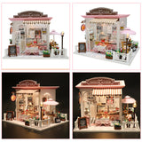 DIY Doll House Miniature Sweet Chocolate Waiting Time Store Dollhouse With Furnitures WoodenToys For Children Birthday Gifts