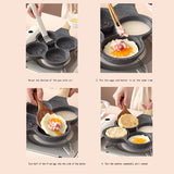 4-hole Omelet Pan Non-stick Burger Eggs Ham PanCake Maker Frying Pans Breakfast Grill wok Cooking Pot No Oil-smoke pan