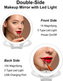 Two-Sided Lighted Makeup Mirror with Lights Rotatable1X10X Magnification Mirror-Daylight Vanity Mirror with Lights