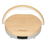 Table Lamp Bluetooth Speaker Wood Desk Lamp Speaker Wireless Charging Clock 4 in 1 Touch Lamp Portable Bluetooth Speaker