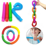 Colorful Fidget Pop Tubes Toys Autism Adults Sensory Stress Relief Toys Kids Funny Early Educational Antistress Toy