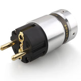 1 Pair Hi-End Gold Plate EUR Schuko, AC 16A 250V EU Power Plug, IEC Connector Plug, Hifi Electrical Plug EU Plug
