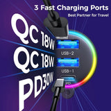 Bluetooth 5.3 FM/AUX Bluetooth Car Adapter 3 Ports PD&amp;QC 3.0 FM Modulator Bluetooth Car Transmitter Car Charger Bluetooth Adapte