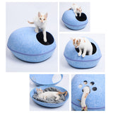 Detachable Cat Bed Breathable Cat Pet Cave Dog Cat Sleeping Bed Natural Felt House With Cushion for Pets Cats Pet Accessories