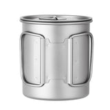 375ml Ultralight Titanium Cup Outdoor Portable Camping Picnic Water Tea Cup Coffee Mug with Lid and Foldable Handles