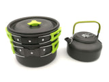 3pcs/set Camping Cookware Set Aluminum Nonstick Portable Outdoor Cooking Kettle Pot Pan Cookset Tableware for Hiking BBQ Picnic