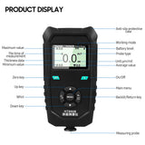 Hantek HT890B Paint Coating Thickness Gauge Portable Nondestructive Thickness Meter with Zero Cal Backlit LCD Limit Alarm