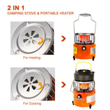 2 In 1 2000W Portable Heater Camping Stove Heating Cooker Gases Heaters Warmer Stoves For Cooking Ice Fishing Camping Hiking