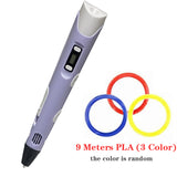 3D Printing Pen DIY Drawing Pen With LCD Display 3D Pen With 12 Colors 100 Meter PLA Filament Christmas Birthday Gift for Child