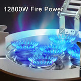 12800W Camping Gas Stove Windproof 5-burner Gas Stove Foldable Backpacking Stove for Outdoor Fishing Hiking Traveling