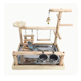 Parrots Playstand Bird Playground  Wood  Perch  Gym Stand Playpen Ladder with Toys Exercise Playgym with Feeder Cups Toys