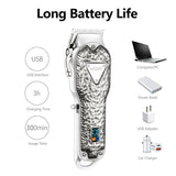 Professional full metal hair clipper barber cordless electric hair trimmer for men rechargeable hair cutting machine adjustable