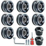 8 Pack 32 x 58mm, 82A Quad Roller Skate Wheels with Bearing Installed and 2 Toe Stoppers for Double Row Skating