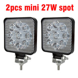 Mini 16LED 27W 48W LED Work Light Bar Square Spotlight 12V 24V Offroad LED Light Bar For Truck Offroad 4X4 4WD Car SUV ATV