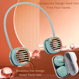 Portable Neck Fan Hands-Free Personal USB Fan-Ultra-Light Rechargeable Battery Operated Bladeless Fan 4 Speeds Green