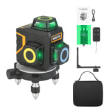 KKmoon Green Laser Beam Level Meter 3x360° Laser Level Line Laser 12-line Green Light Self-Leveling Laser Level Meter Cross Line