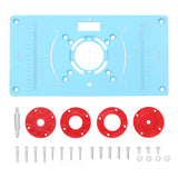 Router Table Insert Plate Aluminum Trimming Engraving Flip Board Milling Slotting Auxiliary Tool with 4 Rings for Woodworking