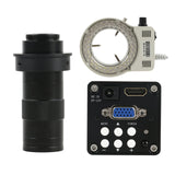 14MP 1080P HDMI VGA Video Microscope Camera + 130X 180x 300x Adjustable Zoom C Mount Lens + 56 LED Ring Light For PCB Soldering