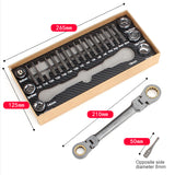 Chave Catraca Multifunctional Ratchet Spanner Flexible Head Ratchet Double Box Wrench Screwdriver Auto Repairing Tool 23pcs
