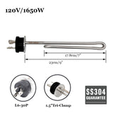 Weldless Heating Element Kit 1650W Ripple Heating Element  120V(23cm) integrated 1.5“Tri Clamp &amp; L6-30P Plug Silicone Gasket