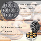 Home Donut Maker Breakfast Maker Cake Maker Round Egg Cake Bread Baking Machine 1200W High Power Fast Heating Oven Pan Breakfast