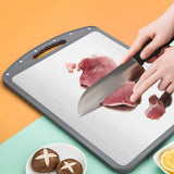Double Sided Chop Cutting Board Stainless Steel Cutting Board Wheat Straw Cereal Fiber Chopping Board Easy Grip Handles