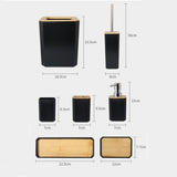 7 Pcs Bamboo Bathroom Accessories Set Toothbrush Holder Soap Dish Dispenser Toilet Brush Container Trash Can Bath Decoration