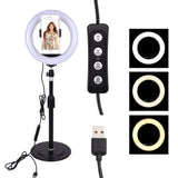 LED Ring Light With Phone Holder And Monopod LED Ring Ligh Dimmable 3 Light Modes Ring Lights For Live Streaming Photography