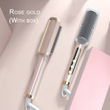 Hot Comb Electric Hair Straightening Brush Anti-scalding Hair Straightening  Comb Fast Heated Flat Iron Ceramic Hair Curler Curl