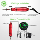 Complete Rotary Tattoo Machine Pen Set Tattoo Kit LCD Power Pedal Permanent Makeup Machine Assortment RU Fast Shipping