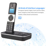 D1002 TAM-D 2-Handset Cordless Phone with Answering Machine Caller ID/Call Waiting LCD Screen Display 16 Languages for Office