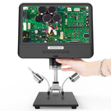 AD208S 8.5 Inch LCD Screen 5X-1200X Digital Microscope 1280 * 800 Adjustable 1080P Scope Soldering Tool with Two Fill Lights