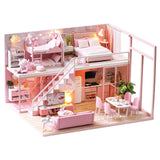 CUTEBEE DIY Doll House Wooden Doll Houses Miniature Dollhouse Furniture Kit with LED Toys for Children Christmas Gift  L023