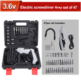 3.6V Cordless Electric Screwdriver Rechargeable Power Screwdriver Battery Electric Tool Twistable Handle LED Home DIY Power Tool