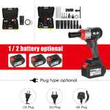 Cordless Impact Wrench 380Nm Torque Brushless Motor 1/2 and 1/4 Inch Chuck 2x6.0A with Fast Charger Variable Speed Impact Kit