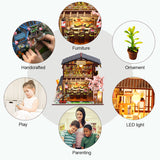 CUTEBEE Kids Toys Dollhouse Kit with Furniture Assemble Wooden Miniature Doll House Diy Dollhouse Puzzle Toys For Children M2011