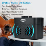 AROMA AG-05 BT Electric Guitar  Amplifier 5-Watt Stereo Output Distortion Gain Tone Control 3.5mm Monitoring 6.35mm Input Amp