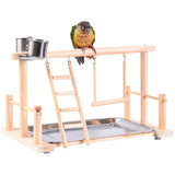 Pet Bird Toy Activity Center Birdcage Stands With Bird Perch Ladder Hammock Feeder Playground For Parrot Wooden Platform Pet Toy