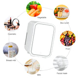4LMini Makeup Fridge WIth LEDLight Mirror Portable Cosmetic Storage Refrigerator Cooler&amp;amp Warmer Freezer for Home Car Dual Use