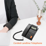 16-digit Backlight LCD Corded Phone Desk Landline Telephone Support Hands-Free Redial Flash Speed Dial Ring Volume Control