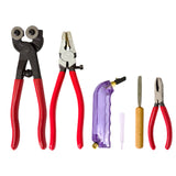 17cm Steel Glass Cutting Tools with Rubber Tips for Stained Glass Work Mosaic Tile Hand Tool Files Red
