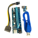 F19E VER009S PCI-E Riser Card PCIE 1X to 16X Extender  USB 3.0 Cable 4 Pin Power Cable