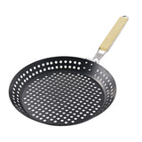 Outdoor Frying Pan Foldable Round Camping Iron Frying Pan for Picnic Barbecue Heat Resistant Steak Grilled Skillet