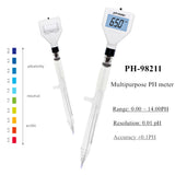 PH-98211 Multipurpose pH Meter Digital Acidity Meter pH Tester Soil Meter Tester with White Backlight for Cheese Meat Soil 40%