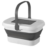 1 Piece Portable Outdoor Travel Beach Folding Bucket Picnic Camping Box Food Fruit Water Container White + Grey