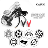 Catuo Portable Double Cylinder Air Compressor Tire Inflator High Power 12V Dc Pump To 100 Psi With Led Light Thermal Design