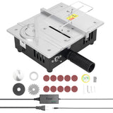 Tablesaw Electric Desktop Saws Small Household DIY Cutting Tool Woodworking Machine with 50mm Sanding Wheel and 10pcs Sandpapers