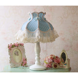 Girls Bedroom Table Lamp White PInk Blue Princess Lace Lampshade Wood Desk Lighting Bedside Lamp Book Reading Table Lamp D94